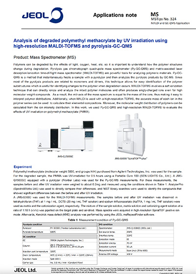 Analysis of Degraded Polymethyl Methacrylate by UV Irradiation - MSTips 324